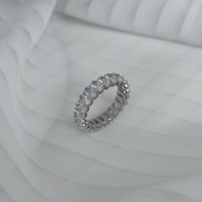 純銀系列 Oval橢圓克拉排戒3mm*5mm